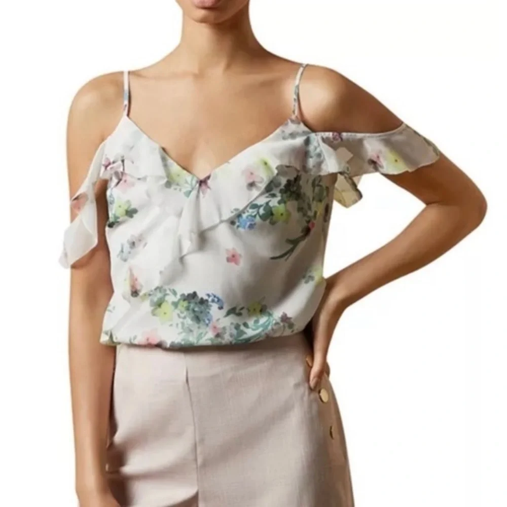 ☀️Ted Baker London Meeyah Pergola Fairy Cold Shoulder Camisole Size Large